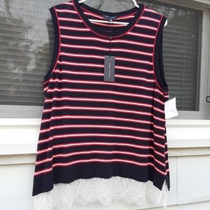 Tommy Hilfiger 29 Sleeveless Top women's NWT Plus Sz 1X Knit Blue/Red Stripes